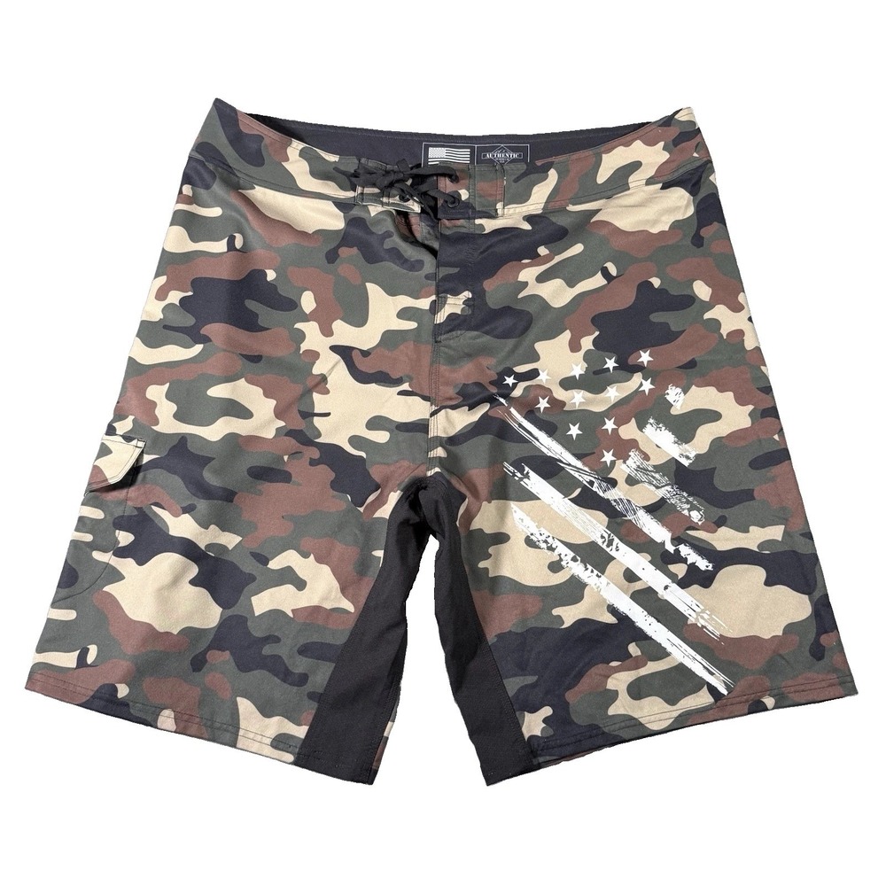 Freedom Industries Mens 42 Camo Board Shorts USA Flag Patriotic Swim Trunks
